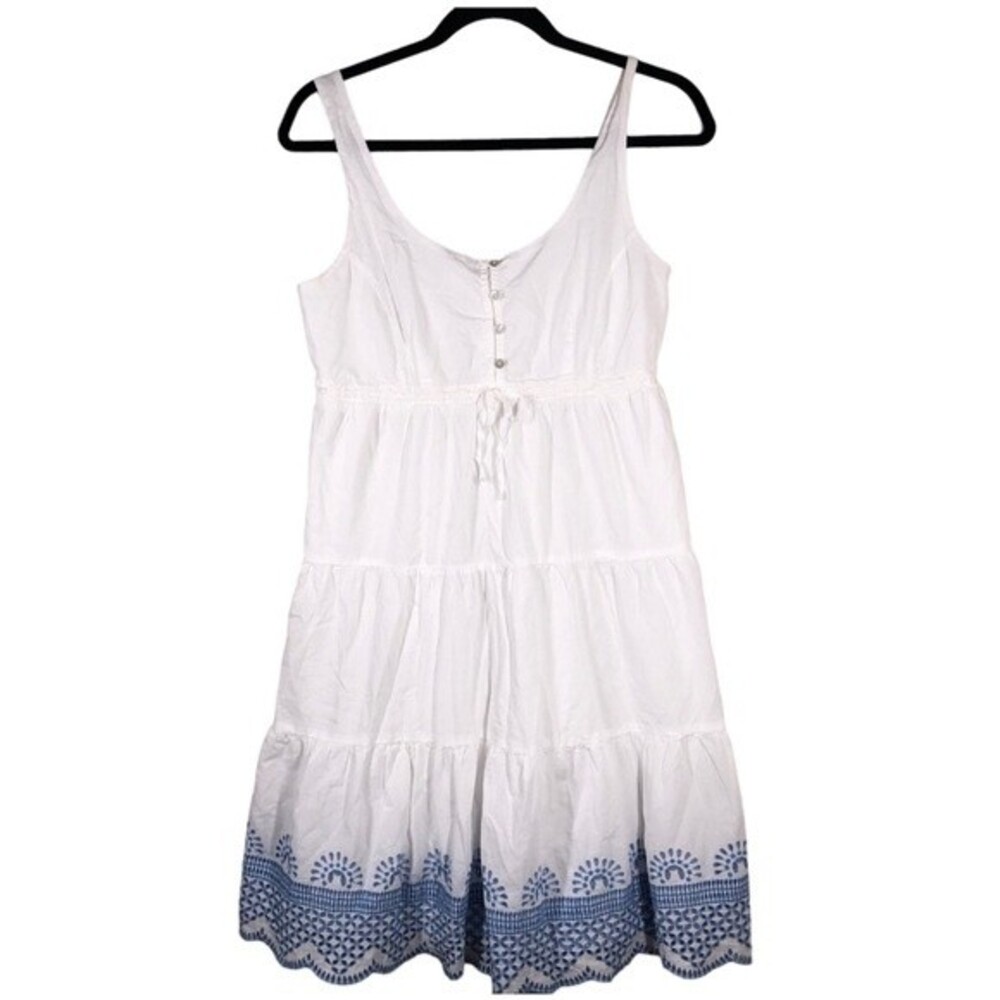 Seraphine Maternity Dress White Blue Eyelet Sleeveless Size 2